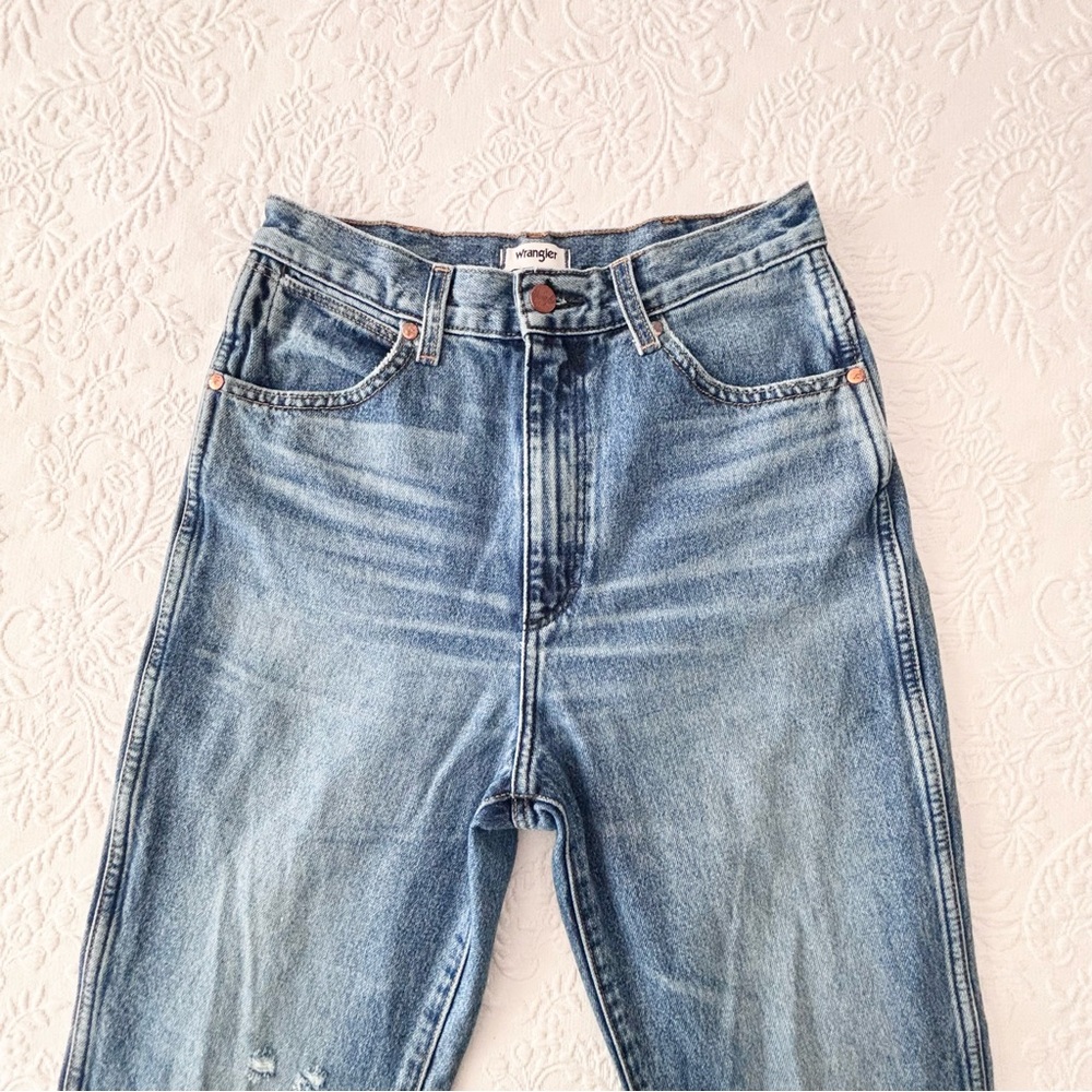 Wrangler Wild West 603 High Rise Straight Jean Retro Mid Damaged - Picture 4 of 15